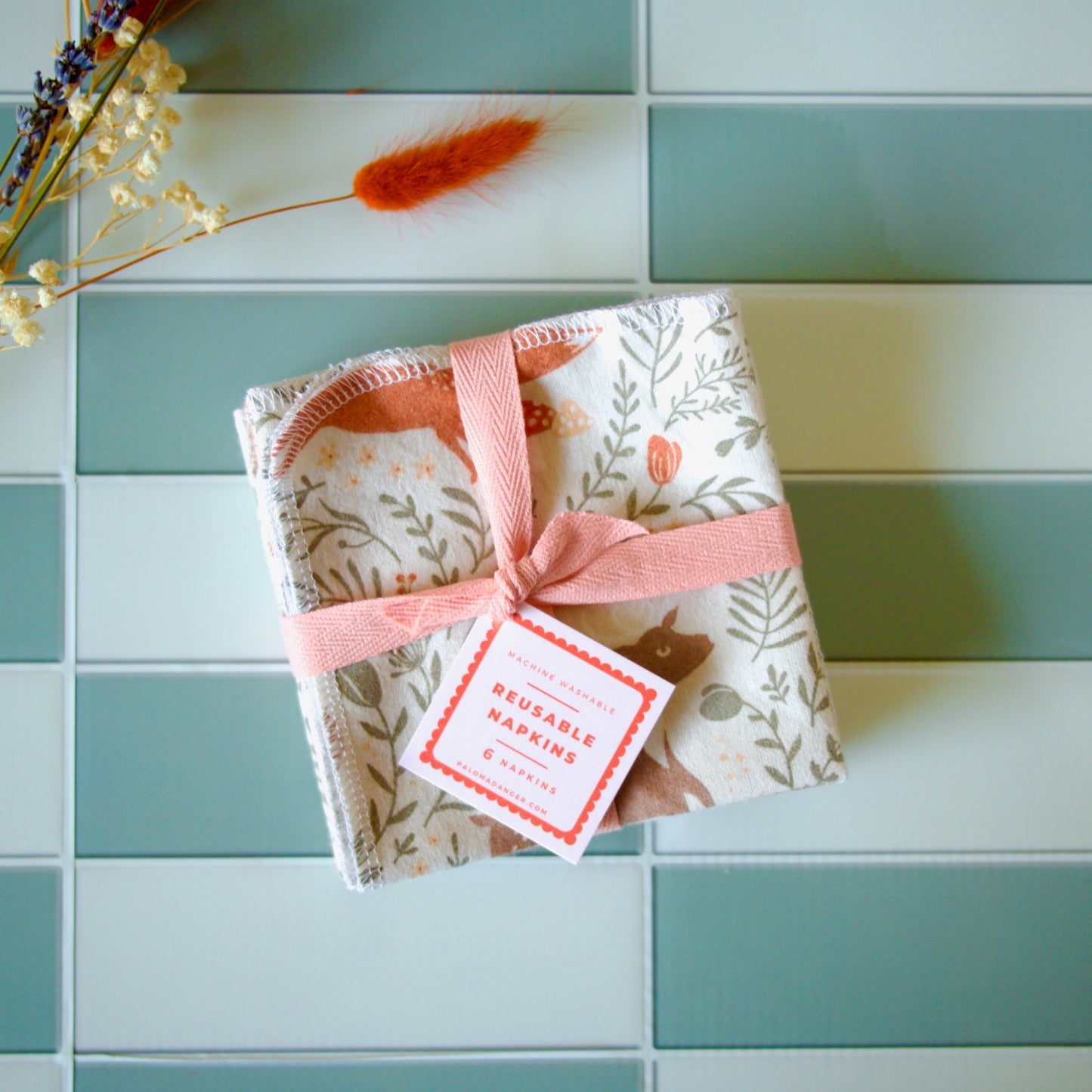 Reusable Napkins in Autumn Woodland Print
