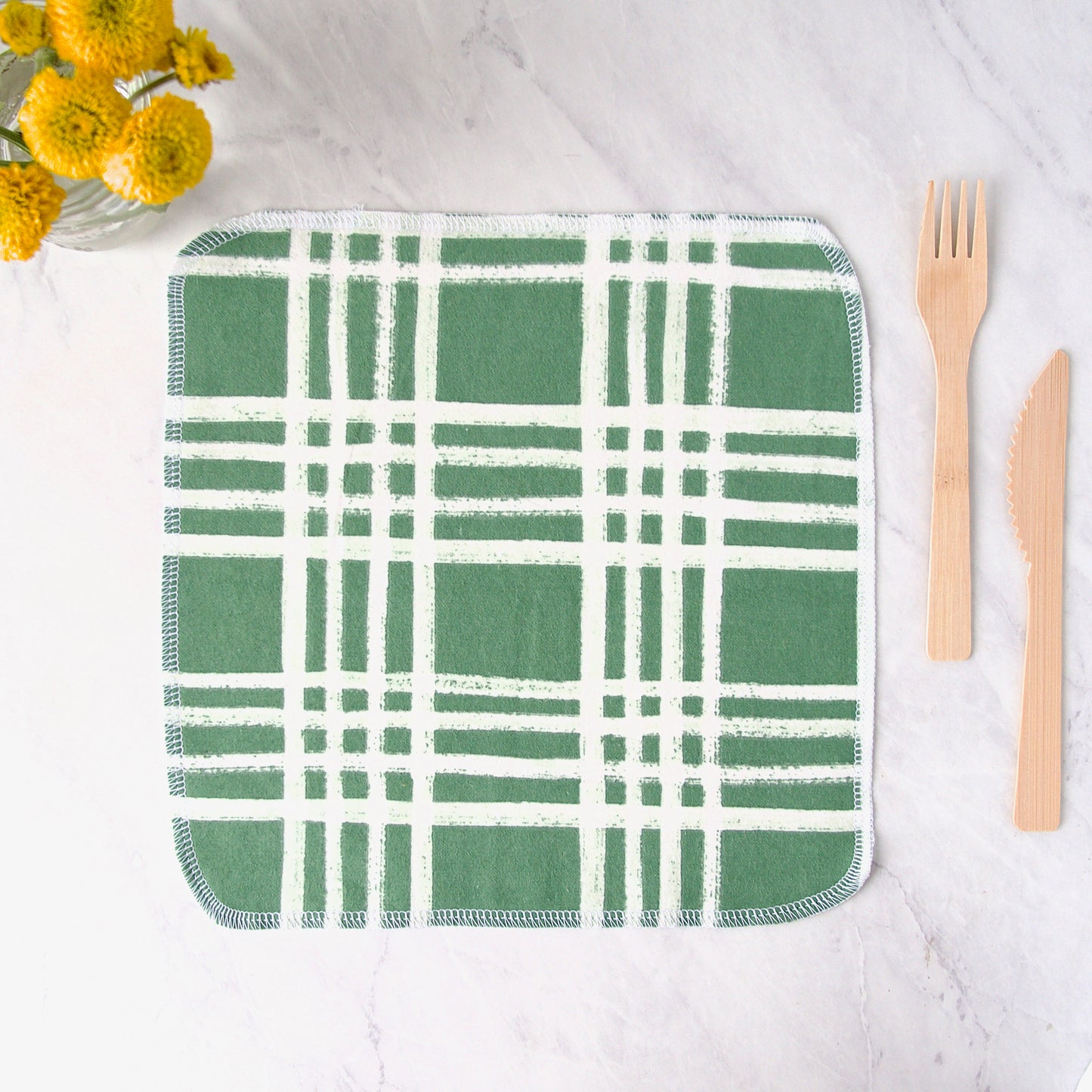 Reusable Cotton Napkins in Spring Green Plaid