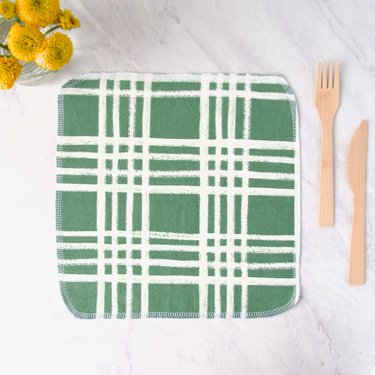 Reusable Cotton Napkins in Spring Green Plaid