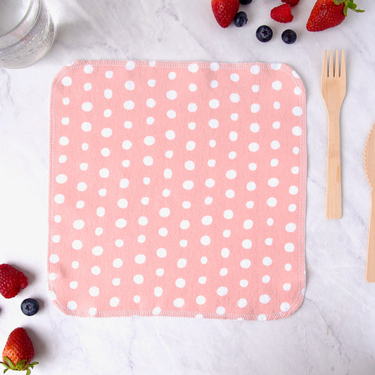 Pink Polka Dots Reusable Cotton Napkins