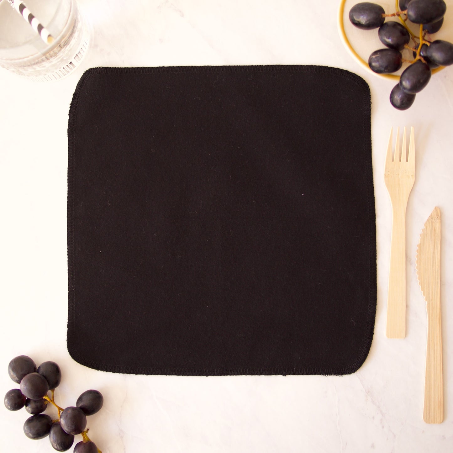 Midnight Black Reusable Napkins- Set of 6