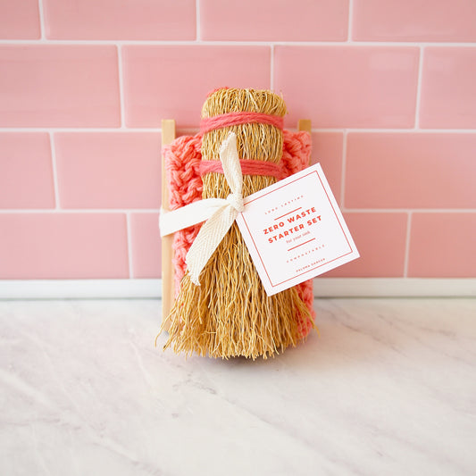 Zero Waste Scrub Set in Pink