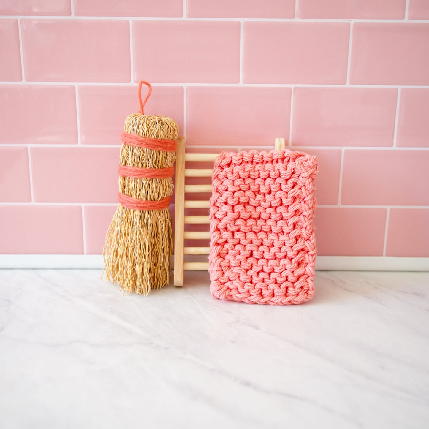 Zero Waste Scrub Set in Pink