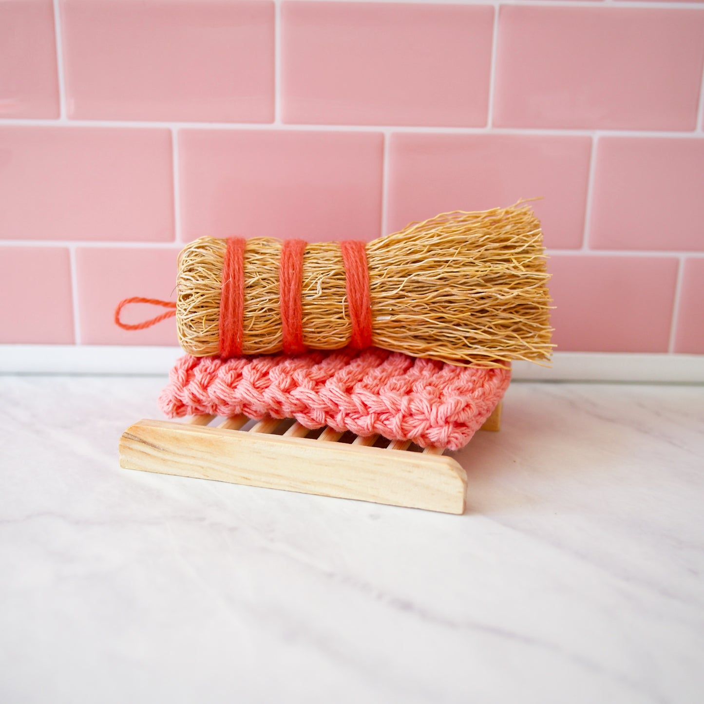 Zero Waste Scrub Set in Pink