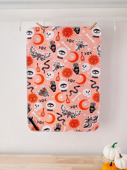 Mystical Pink Icons Tea Towel