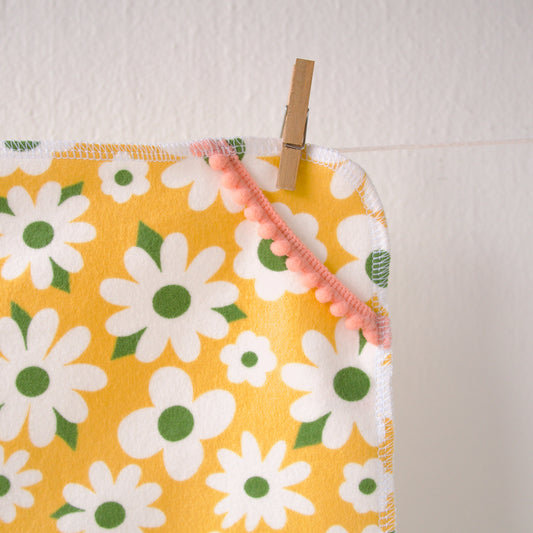 Retro Yellow Floral Tea Towel