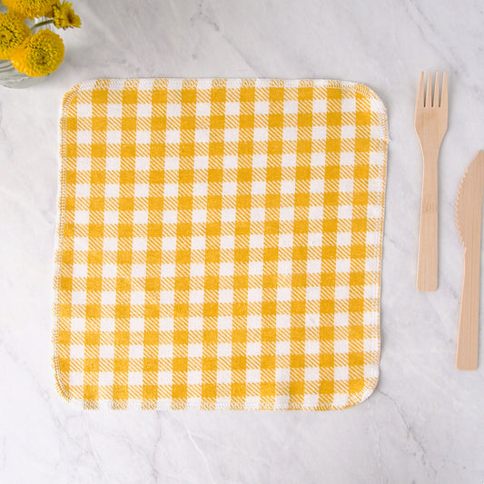 Reusable Napkins in Mustard Yellow Plaid