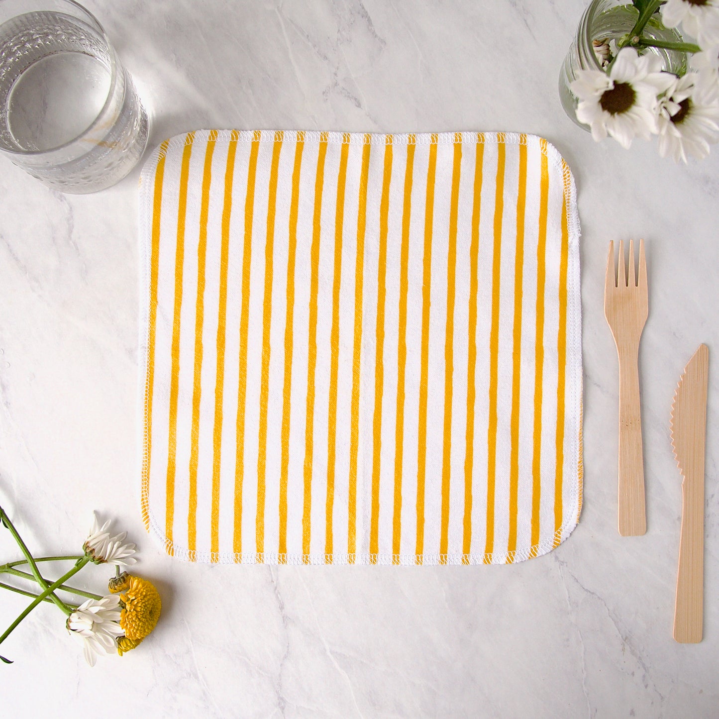 Reusable Cloth Napkins in Yellow and White Stripes