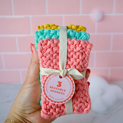 Reusable Cotton Sponge Pack in Pastel Colors