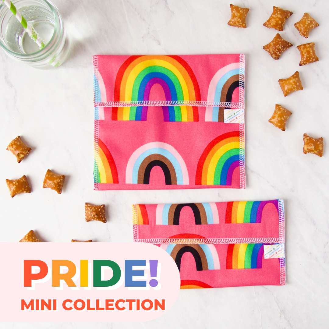 PRIDE! Mini Collection Reusable Snack Bag Set in Pink Rainbows