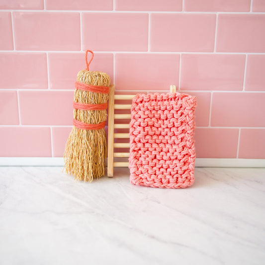Zero Waste Scrub Set in Pink