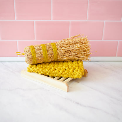 Zero Waste Scrub Set in Mustard Yellow