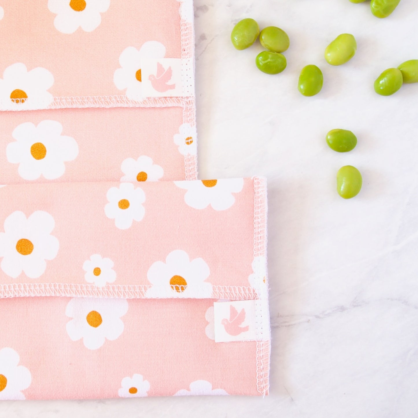 Reusable Snack Bag Set in Pink Daisies