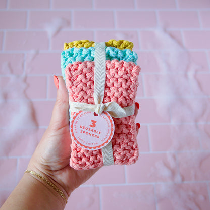 Reusable Cotton Sponge Pack in Pastel Colors