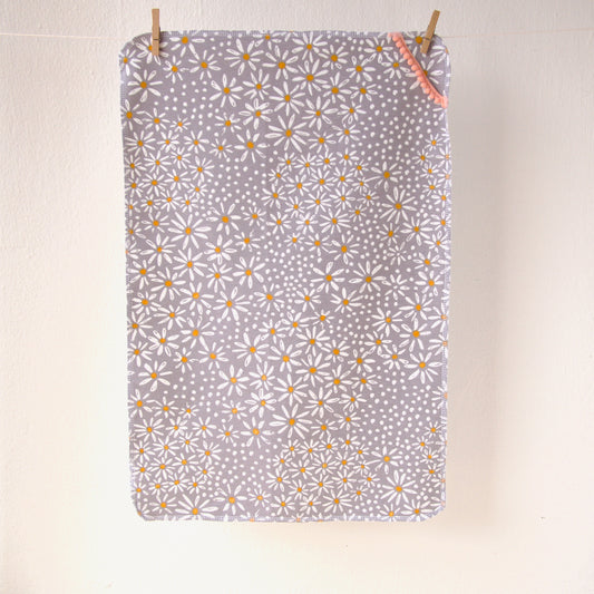 Gray Floral Tea Towel