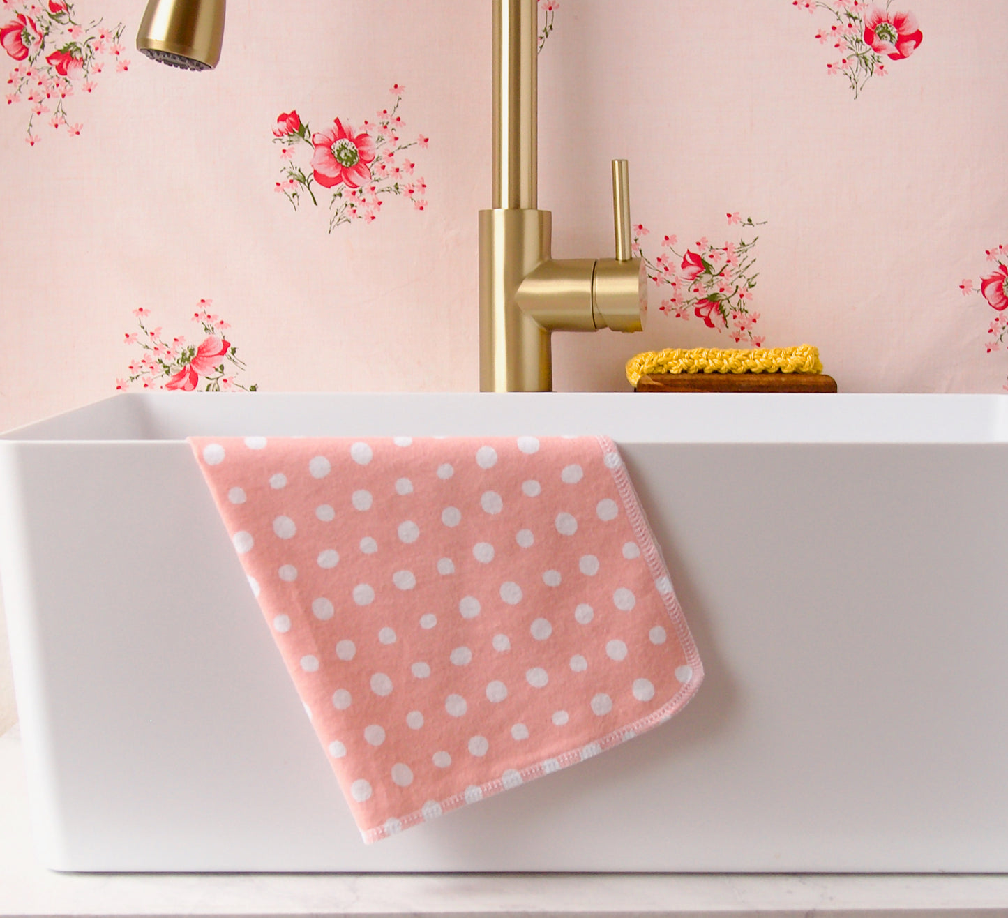 Pink Polka Dot Tea Towel