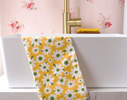 Retro Yellow Floral Tea Towel