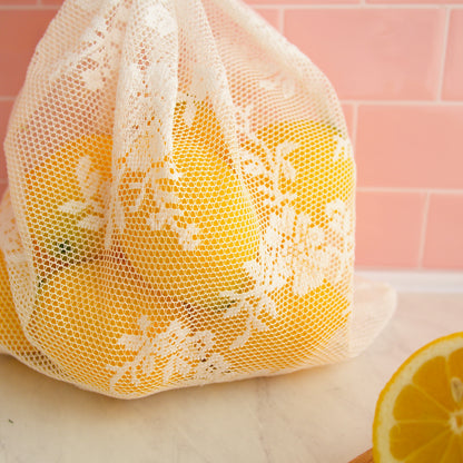 Lacy Scalloped Reusable Produce Bag Set of 3 Bags